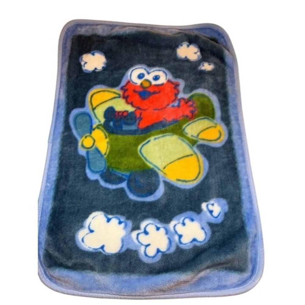 Vintage Sesame Beginnings Baby Elmo Airplane Fleece Unisex‎ Blanket 2005